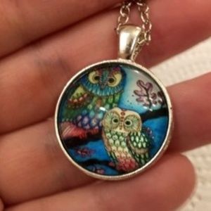 NWOT Colorful owl necklace